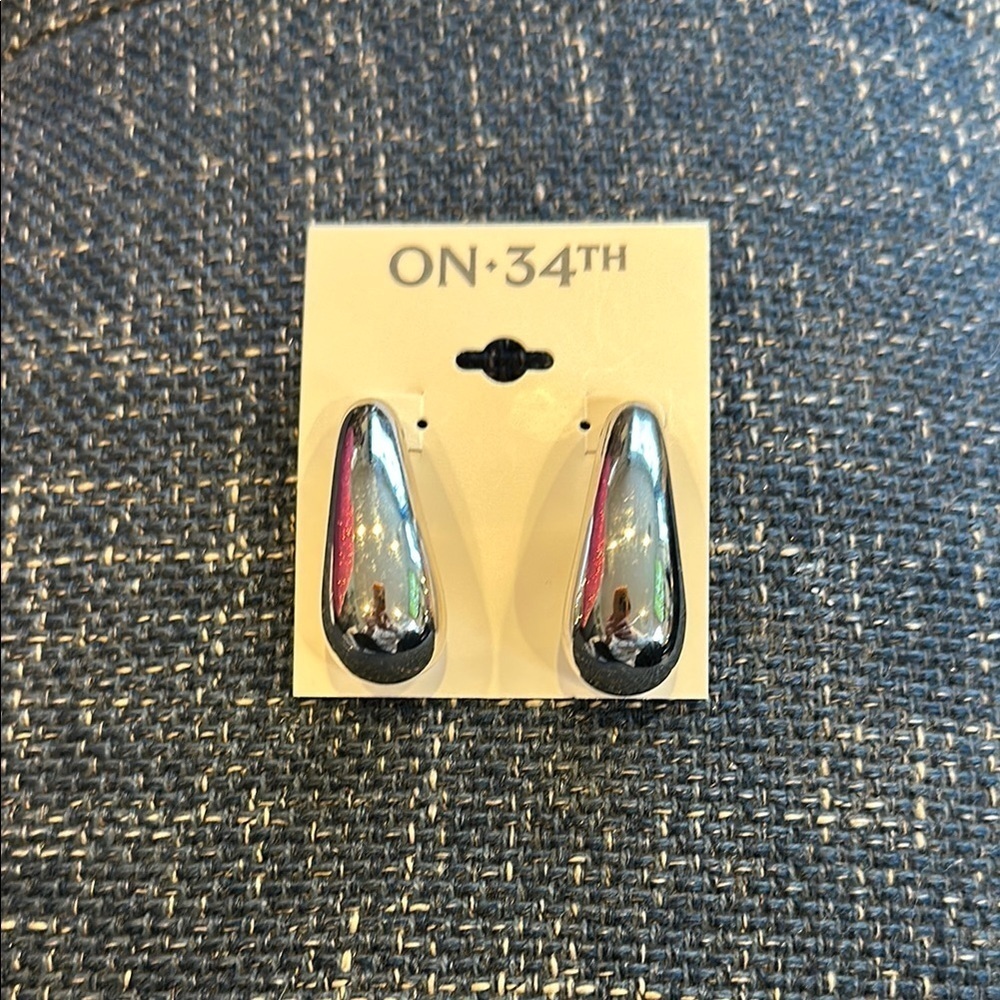 ON 34TH Silver Teardrop Earrings